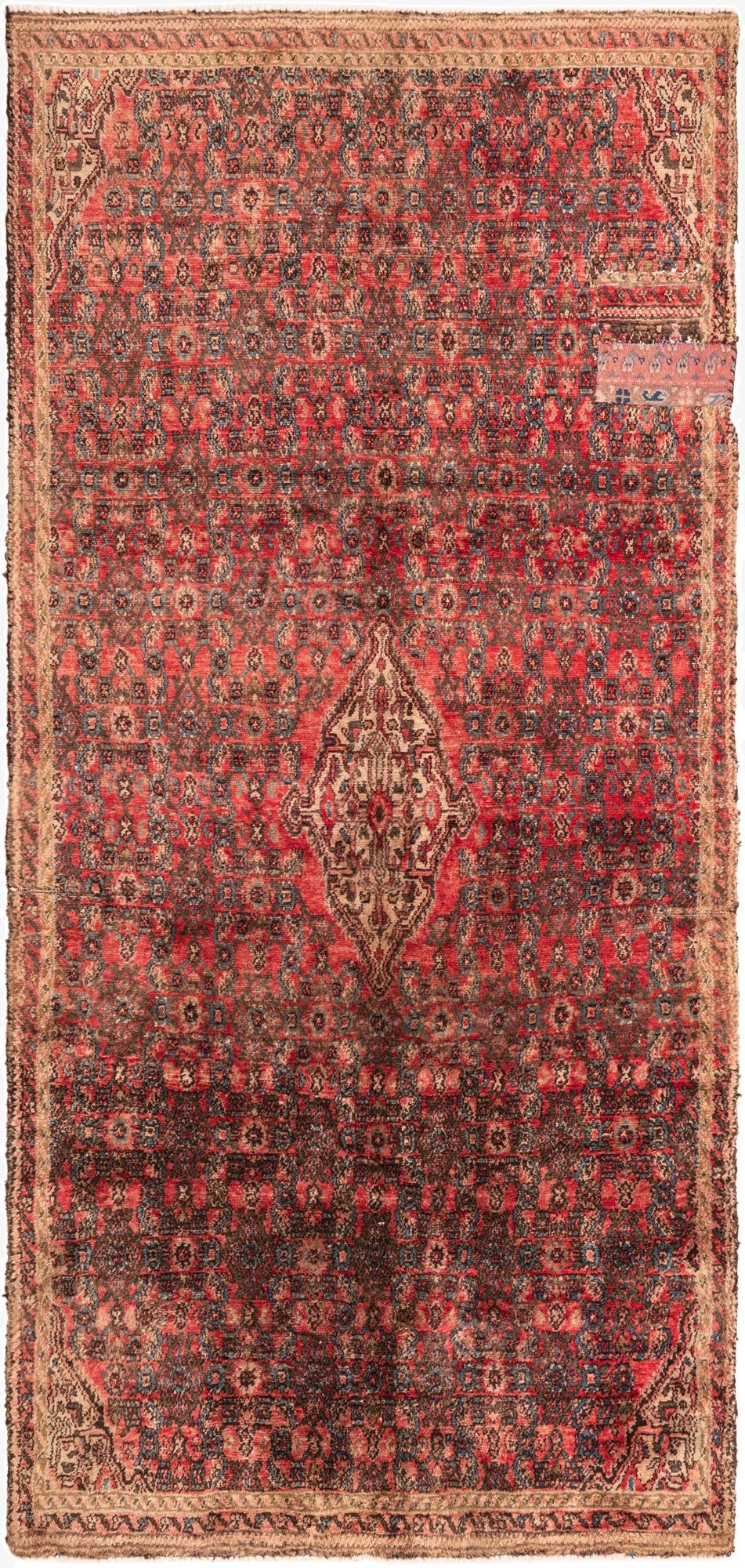 4' 2 x 9'  Hand Knotted Ultra Vintage Persian Wool Runner Rug