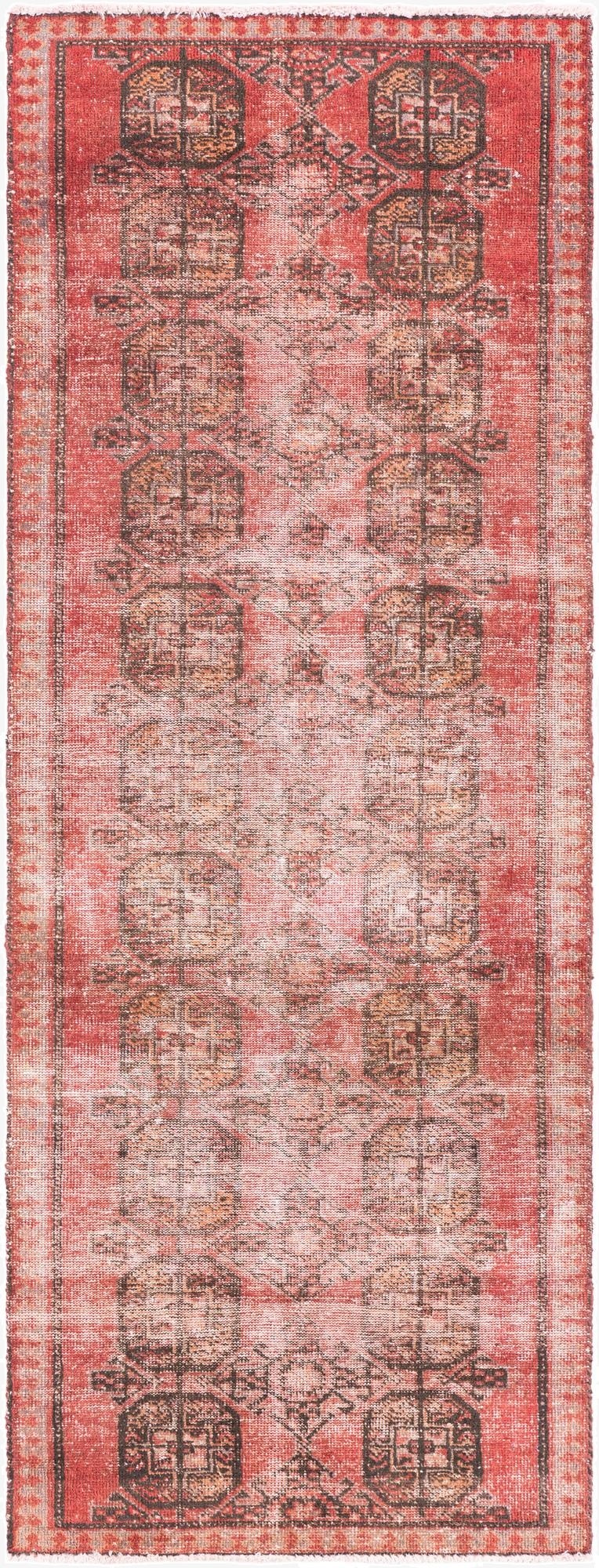 2' 6 x 6' 9  Hand Knotted Ultra Vintage Persian Wool Runner Rug
