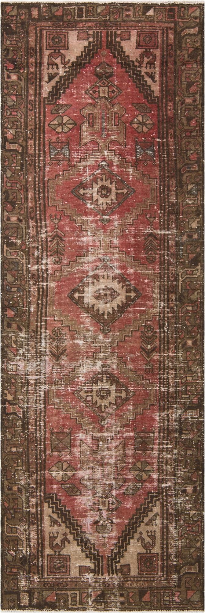 3' x 9' 2  Hand Knotted Ultra Vintage Persian Wool Runner Rug