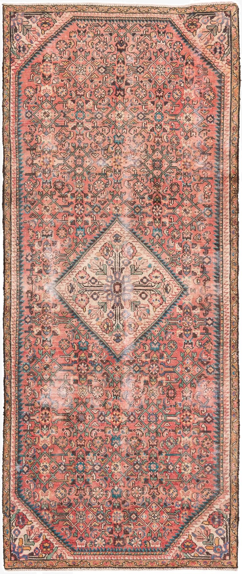 3' 9 x 9'  Hand Knotted Ultra Vintage Persian Wool Runner Rug