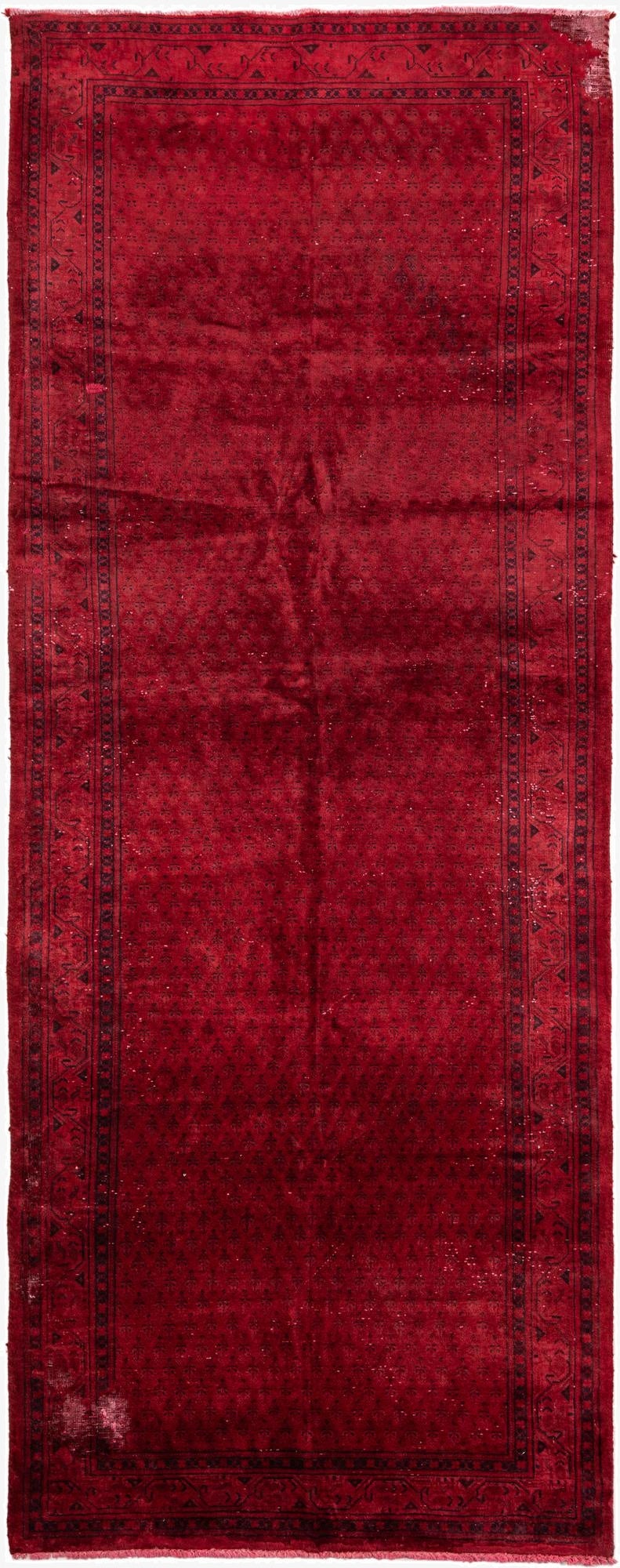 3' 9 x 9' 7  Hand Knotted Ultra Vintage Persian Wool Runner Rug