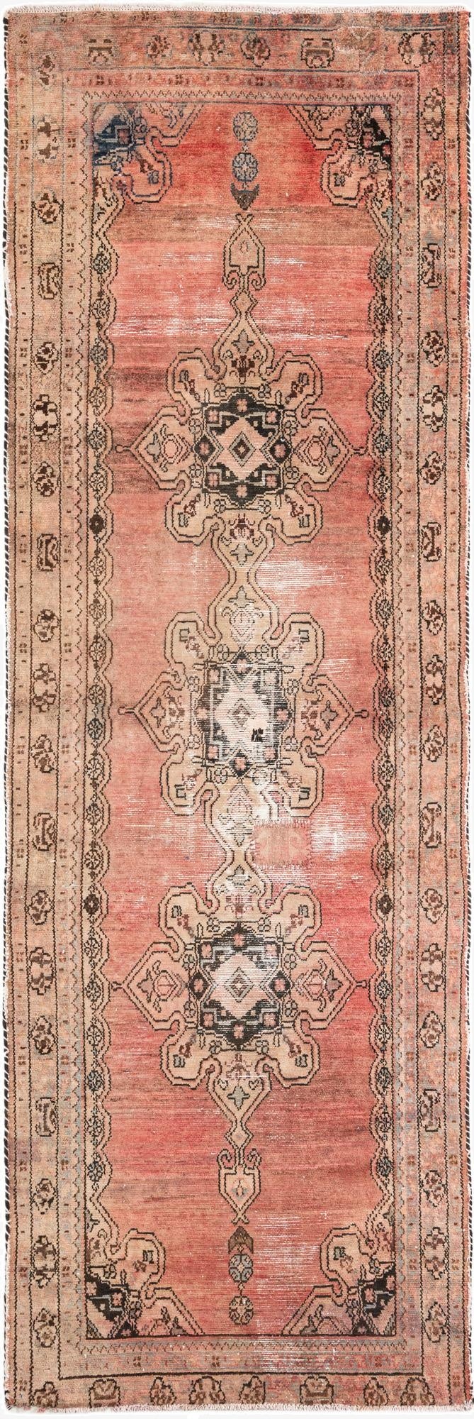 3' 4 x 10'  Hand Knotted Ultra Vintage Persian Wool Runner Rug