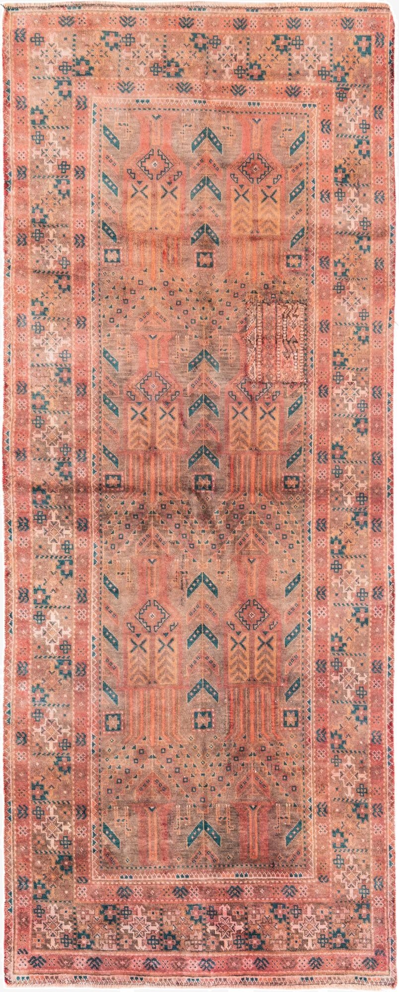 3' 6 x 8' 9  Hand Knotted Ultra Vintage Persian Wool Runner Rug