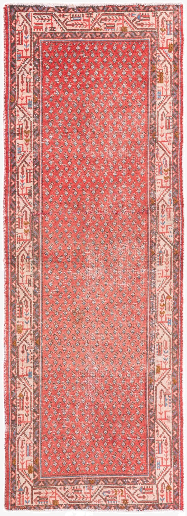 3' 5 x 9' 9  Hand Knotted Ultra Vintage Persian Wool Runner Rug