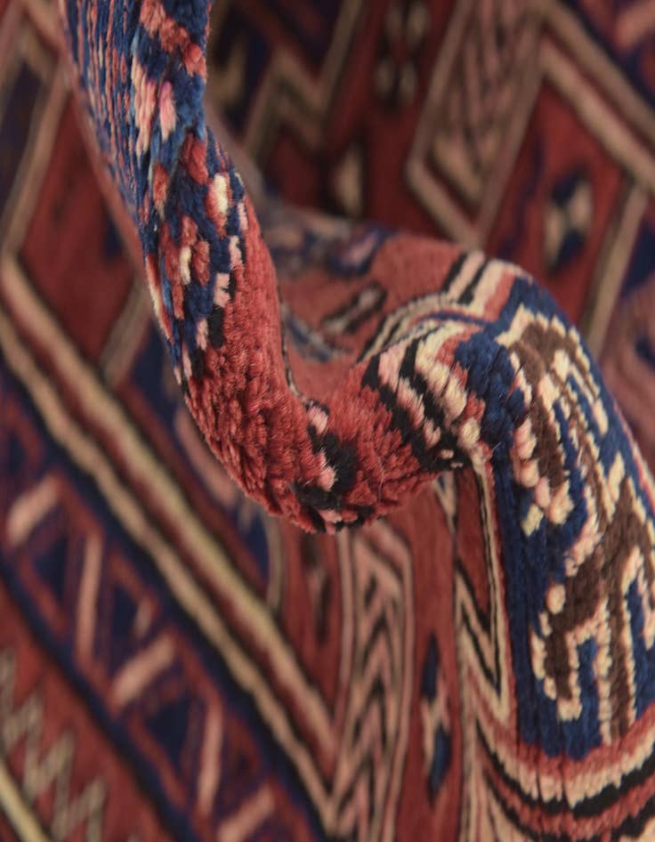 Detail image of 3' 9 x 9' 9  Hand Knotted Zanjan Persian Wool Runner Rug