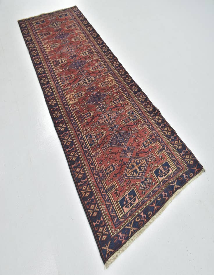 Detail image of 3' 9 x 9' 9  Hand Knotted Zanjan Persian Wool Runner Rug