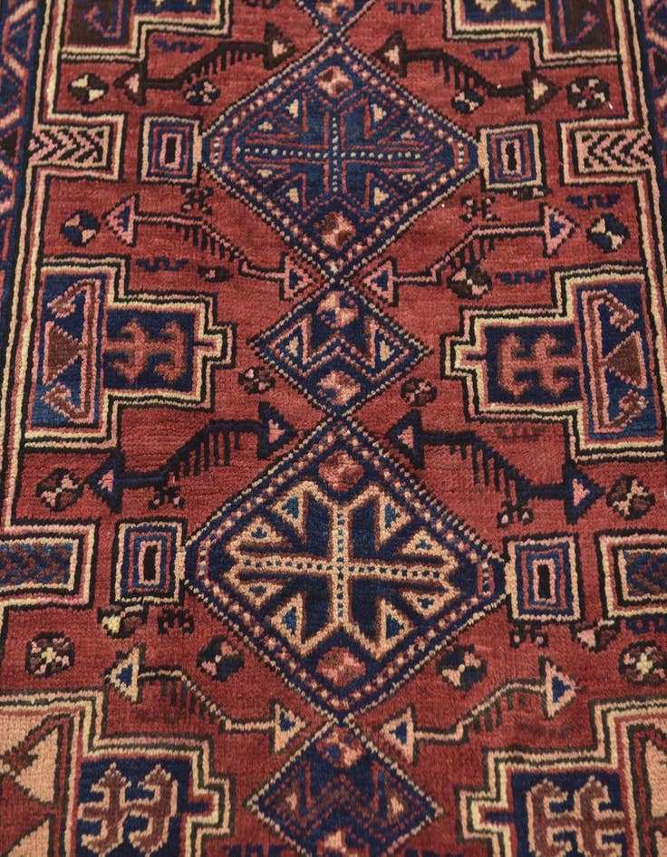 Detail image of 3' 9 x 9' 9  Hand Knotted Zanjan Persian Wool Runner Rug