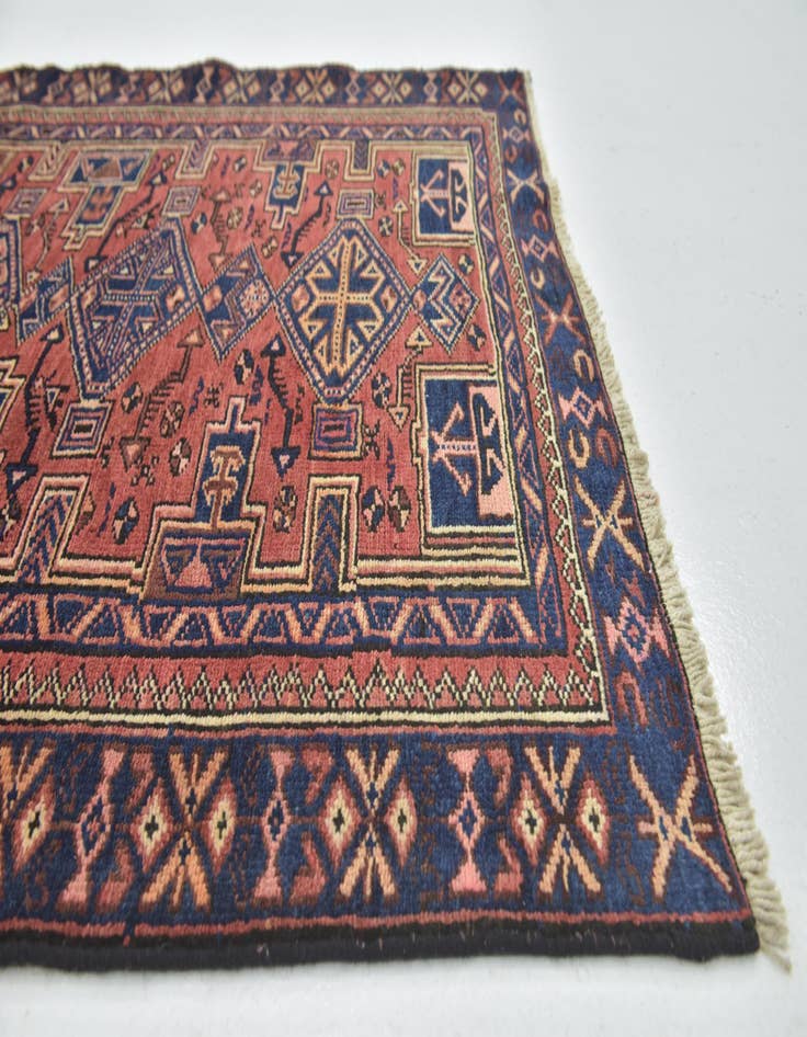 Detail image of 3' 9 x 9' 9  Hand Knotted Zanjan Persian Wool Runner Rug