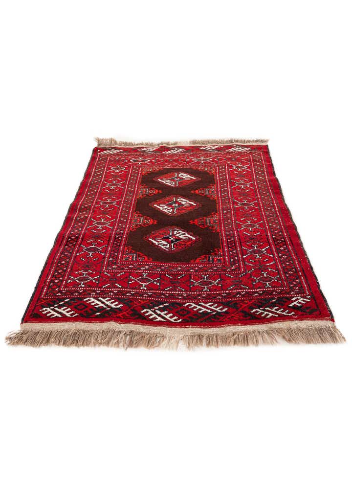 2' 7 x 3' 4 Hand Knotted Afghan Akhche Wool Square Rug