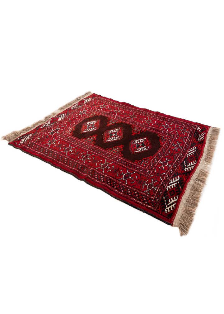 2' 7 x 3' 4 Hand Knotted Afghan Akhche Wool Square Rug