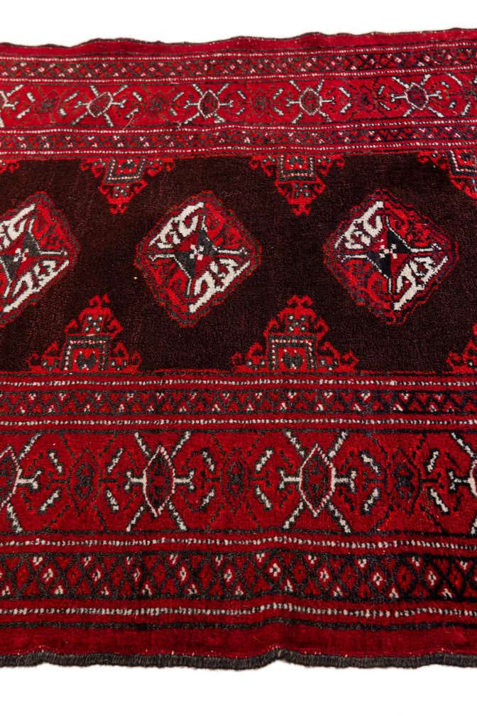2' 7 x 3' 4 Hand Knotted Afghan Akhche Wool Square Rug