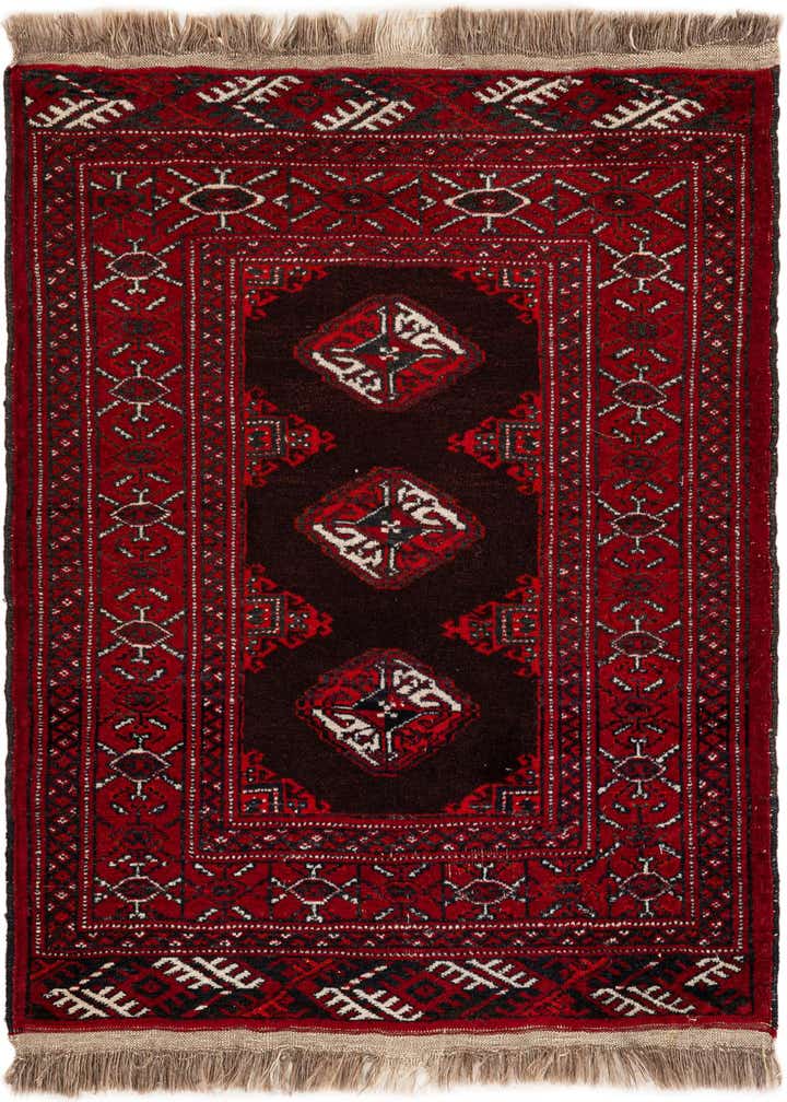 2' 7 x 3' 4 Hand Knotted Afghan Akhche Wool Square Rug
