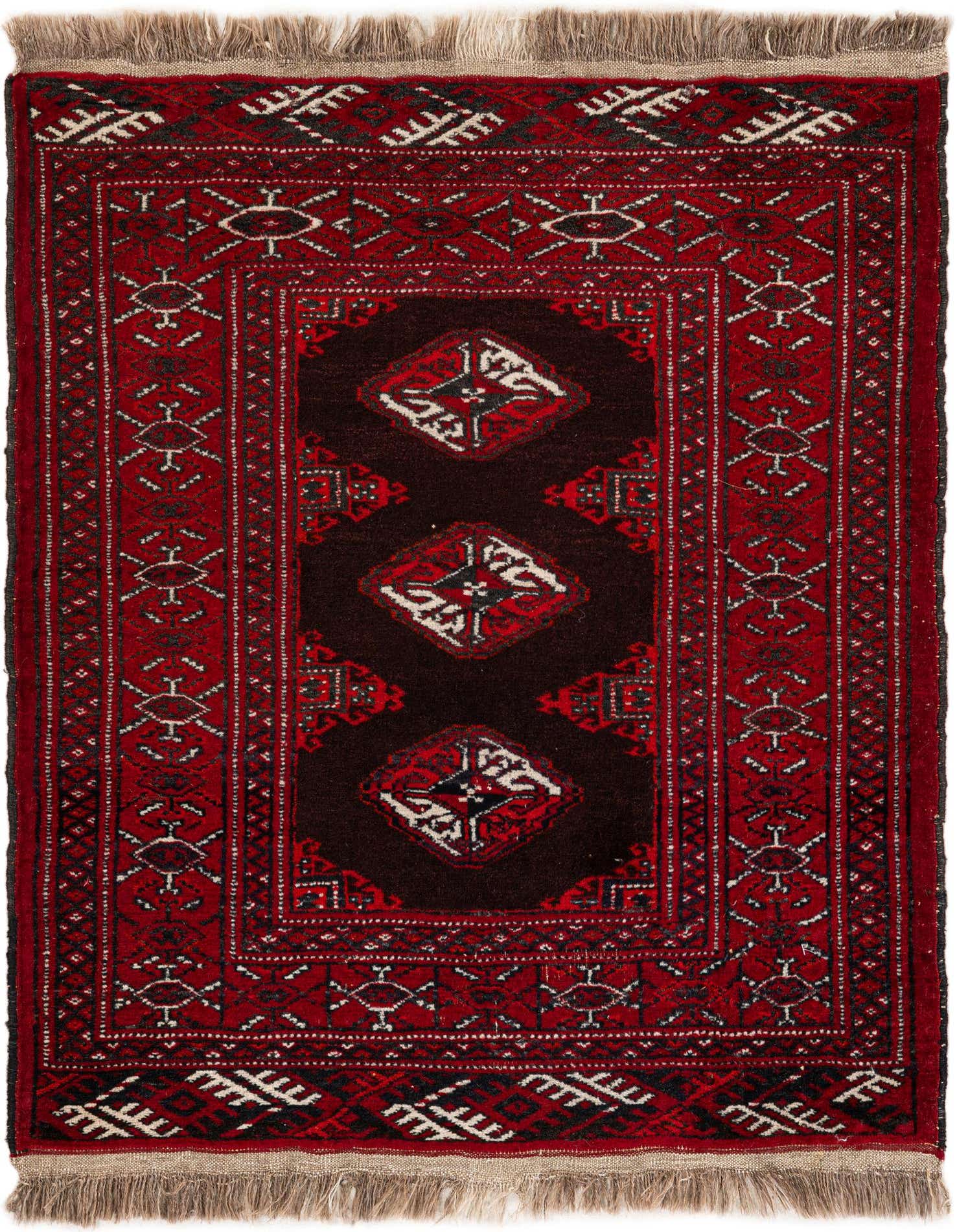 2' 7 x 3' 4 Hand Knotted Afghan Akhche Wool Square Rug