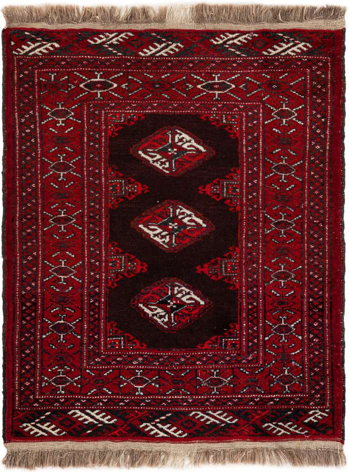 2' 7 x 3' 4 Hand Knotted Afghan Akhche Wool Square Rug