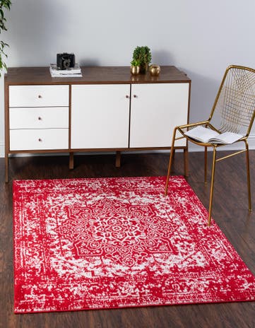 Red Arlington Square Rug