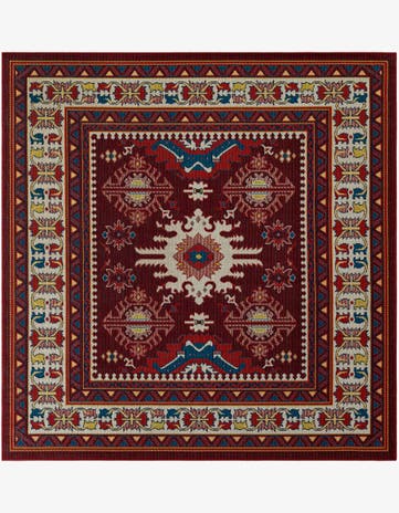 Red Easy-Clean Baja Indoor / Outdoor Square Rug