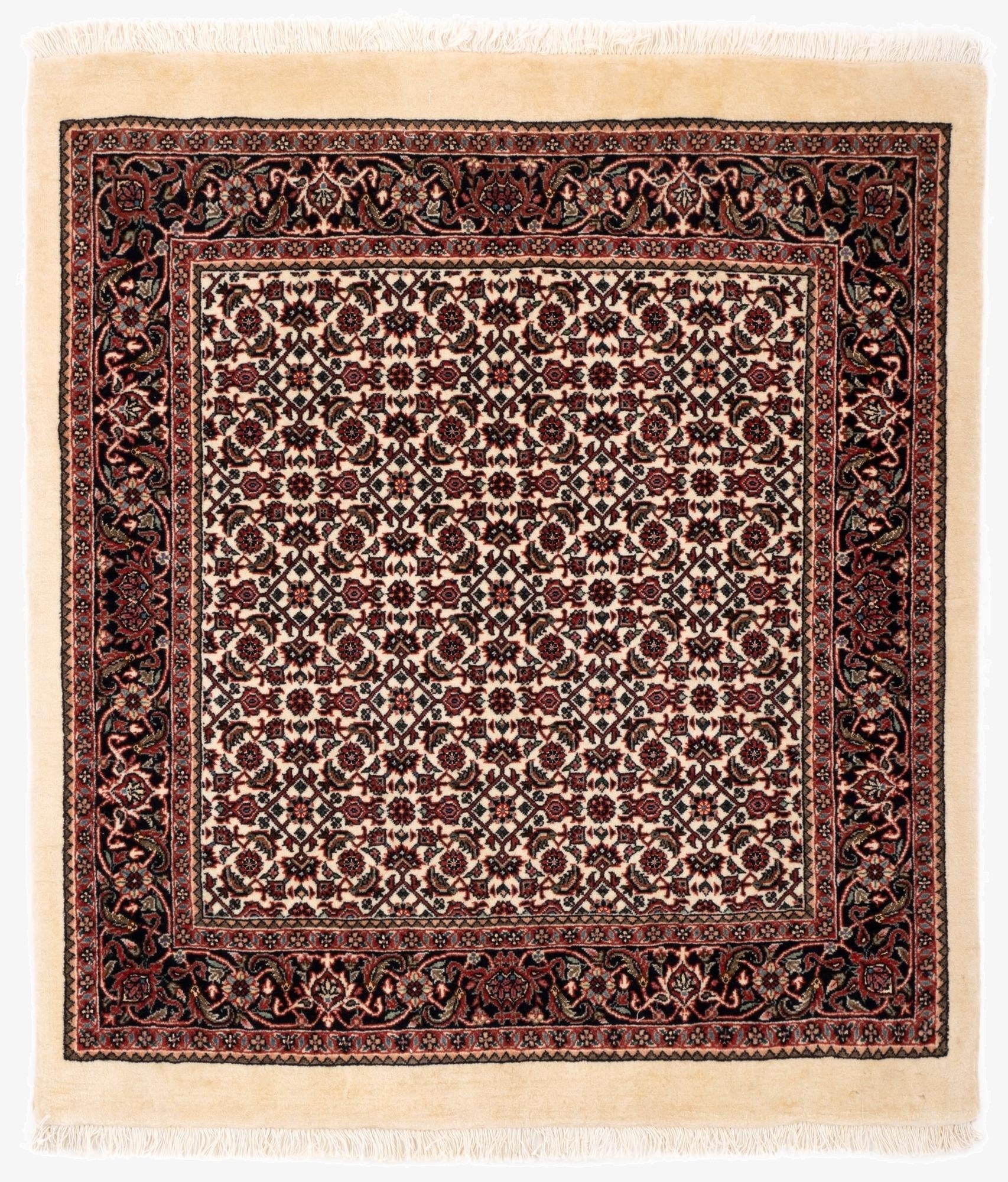 3' 2 x 3' 7 Bidjar With Silk Square Rug