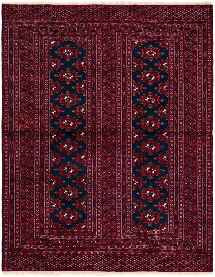 Detail image of 4' x 4' Hand Knotted Bokhara Oriental Wool Square Rug