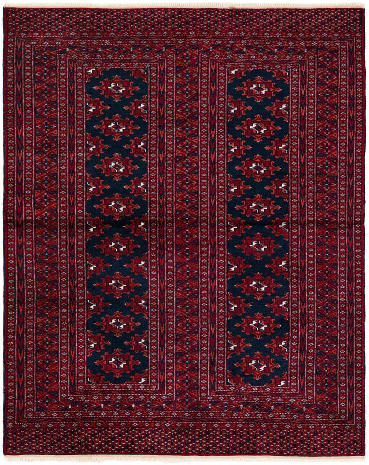 Detail image of 4' x 4' Hand Knotted Bokhara Oriental Wool Square Rug