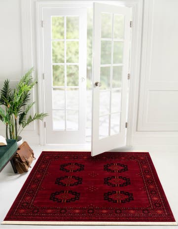 Red Bokhara Square Rug