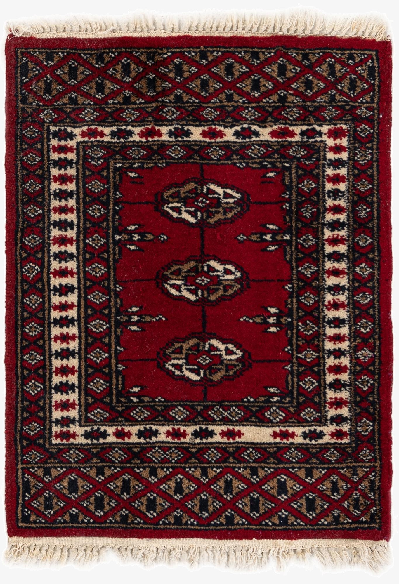 1' 7 x 2' 1  Hand Knotted Bokhara Wool Square Rug