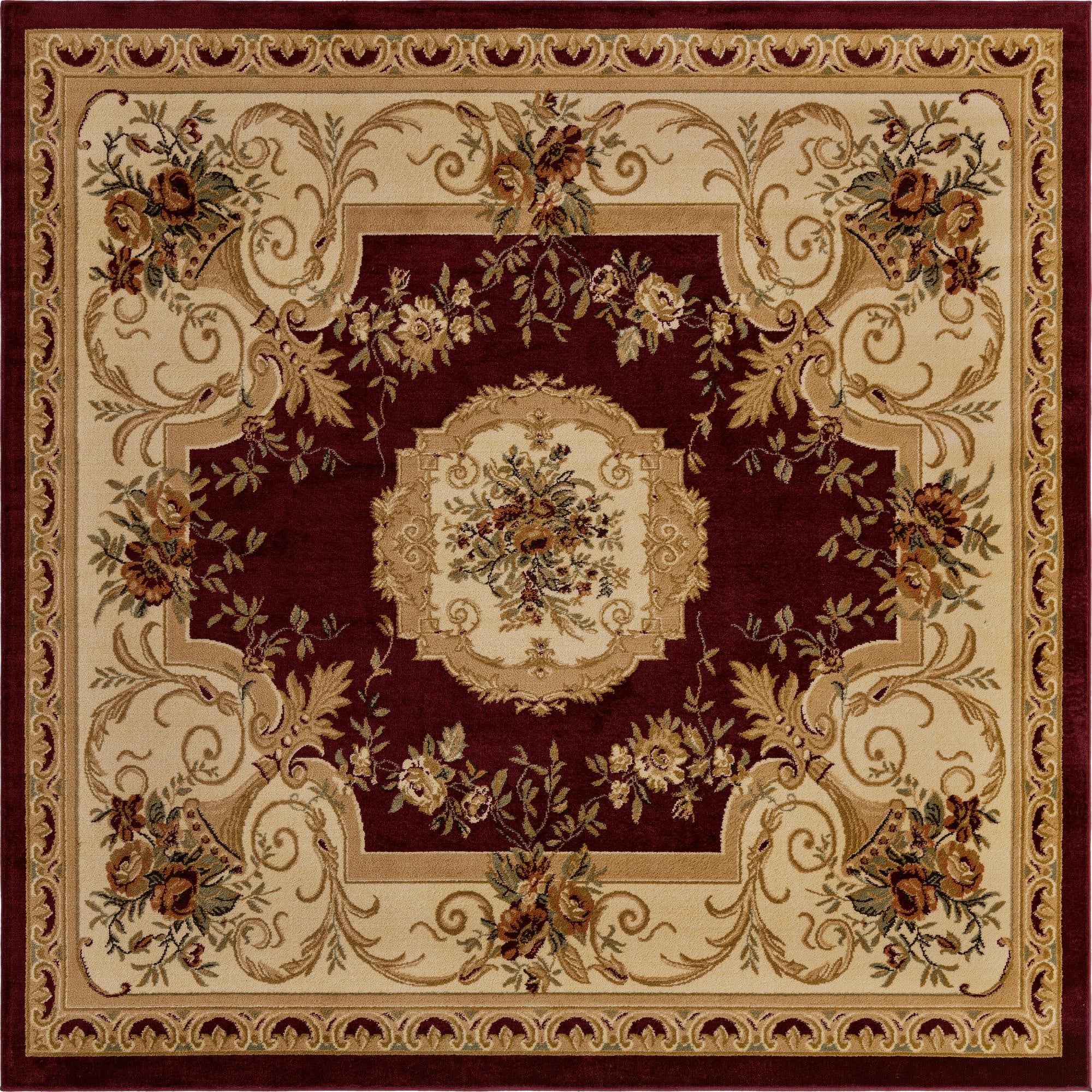 7' 10 x 7' 10 Classic Aubusson Square Rug