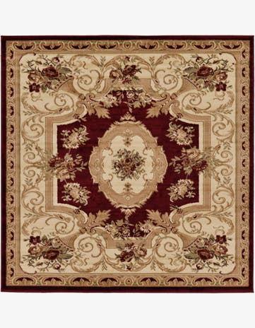 Red Classic Aubusson Square Rug