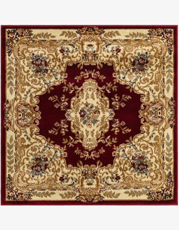 Red Classic Aubusson Square Rug