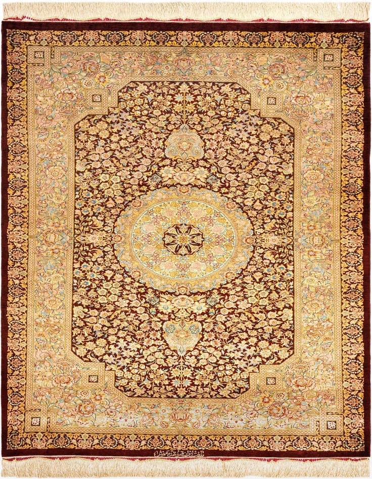 Detail image of 3' 4 x 3' 5 Ghom Silk Square Rug
