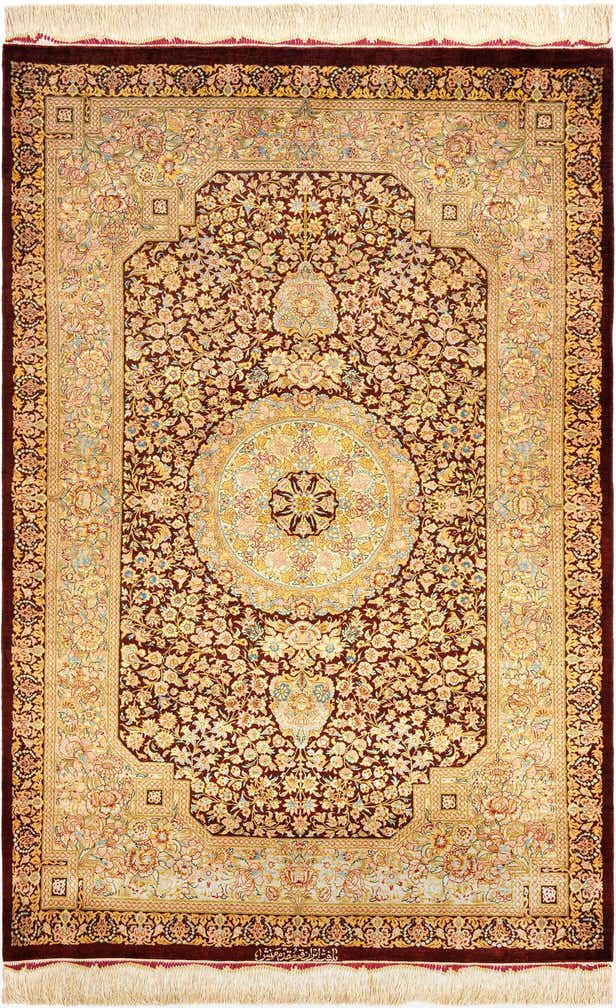 3' 4 x 3' 5 Ghom Silk Square Rug