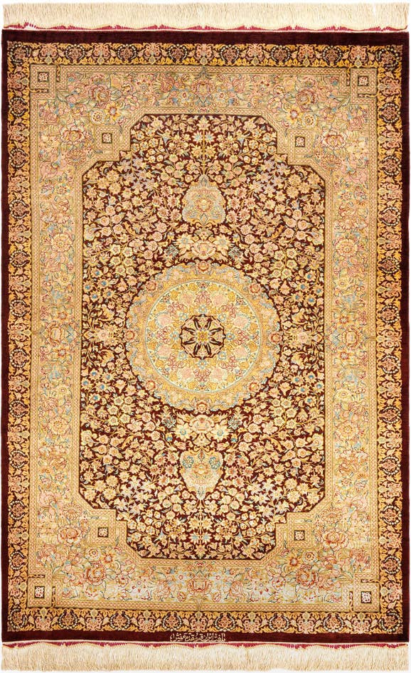 Detail image of 3' 4 x 3' 5 Ghom Silk Square Rug