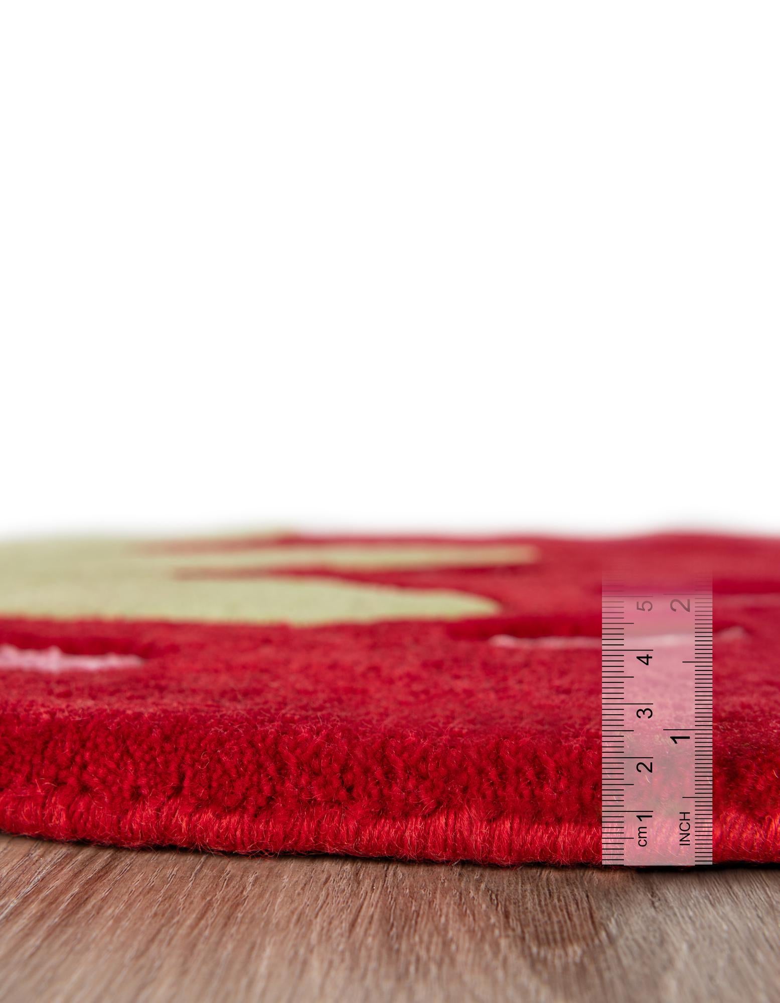 5' 2 x 6' 1 Happy Rugs Strawberry Wool Square