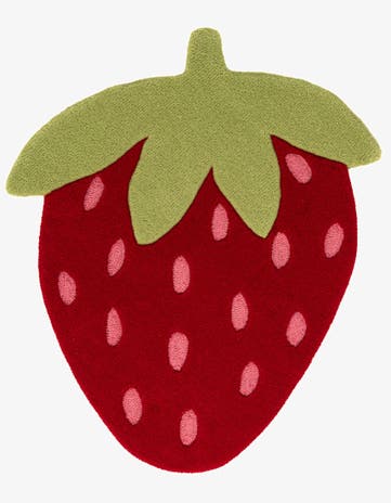 Red Happy Rugs Strawberry Wool Square