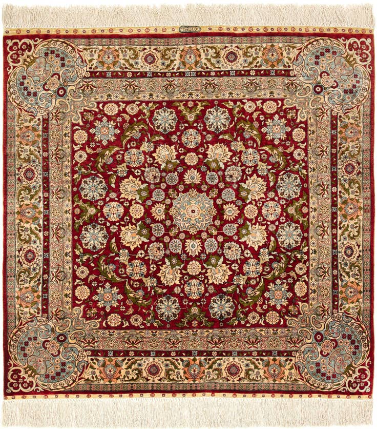Detail image of 4' x 4' 1 Hereke Silk Square Rug