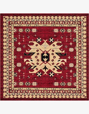Red Heris Square Rug