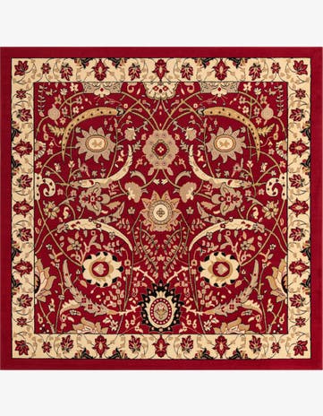 Red Isfahan Design Square Rug