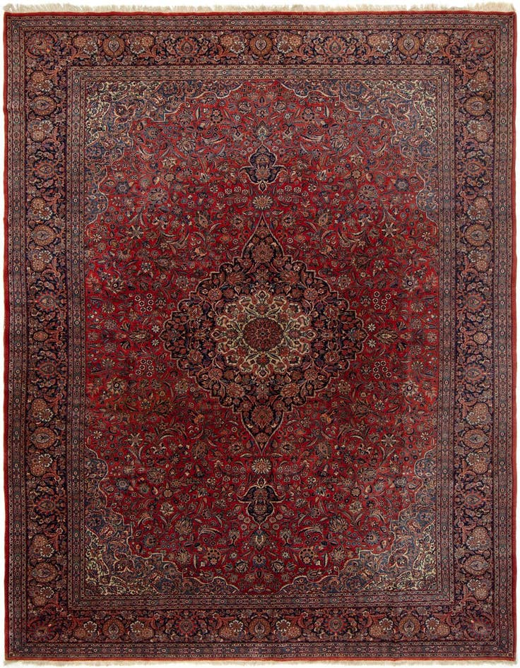 Detail image of 10' 1 x 11' 2 Hand Knotted Kashan Persian Wool Square Rug