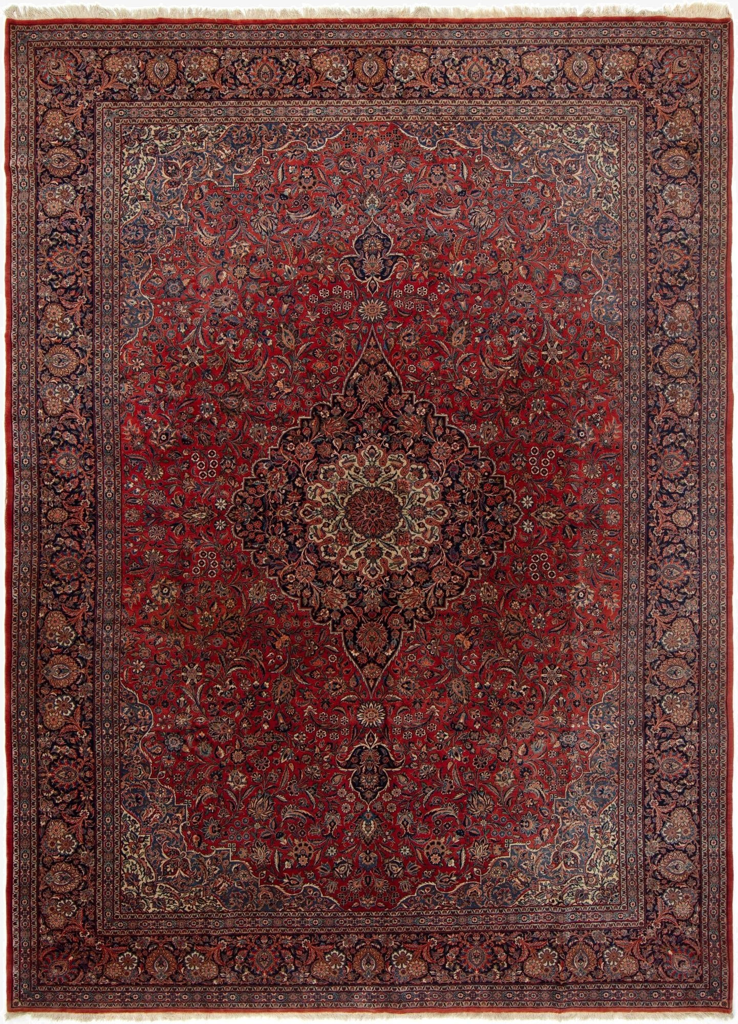 10' 1 x 11' 2  Hand Knotted Kashan Persian Wool Square Rug
