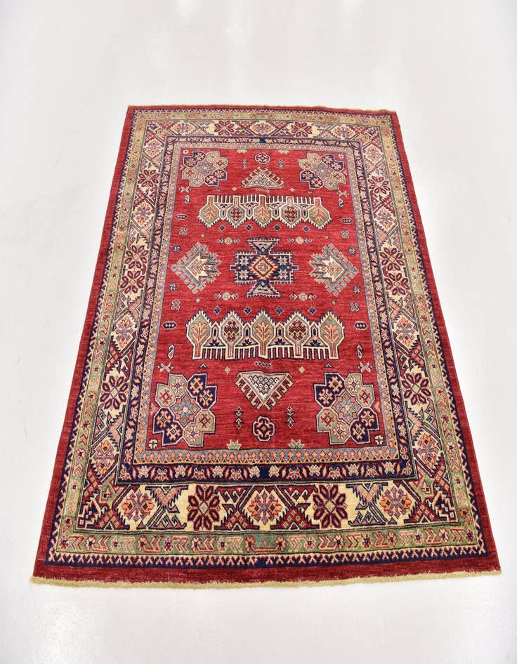 Detail image of 4' 8 x 5'  Hand Knotted Kazak Oriental Square Rug