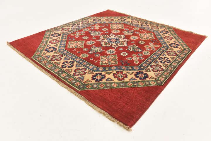 3' 2 x 3' 3 Hand Knotted Kazak Square Rug