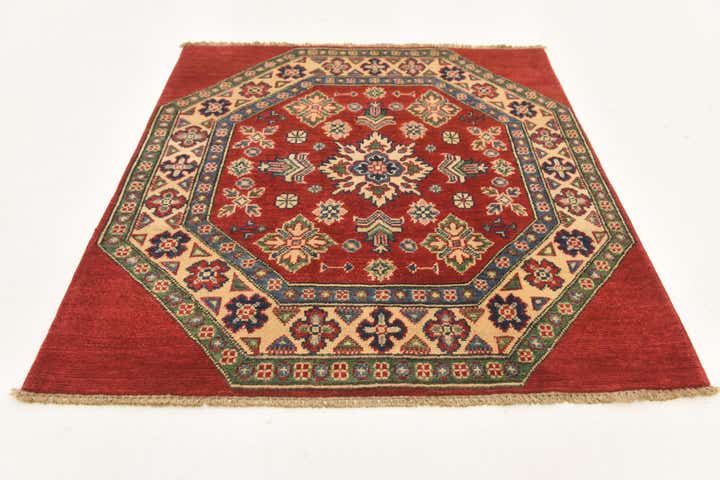 3' 2 x 3' 3 Hand Knotted Kazak Square Rug