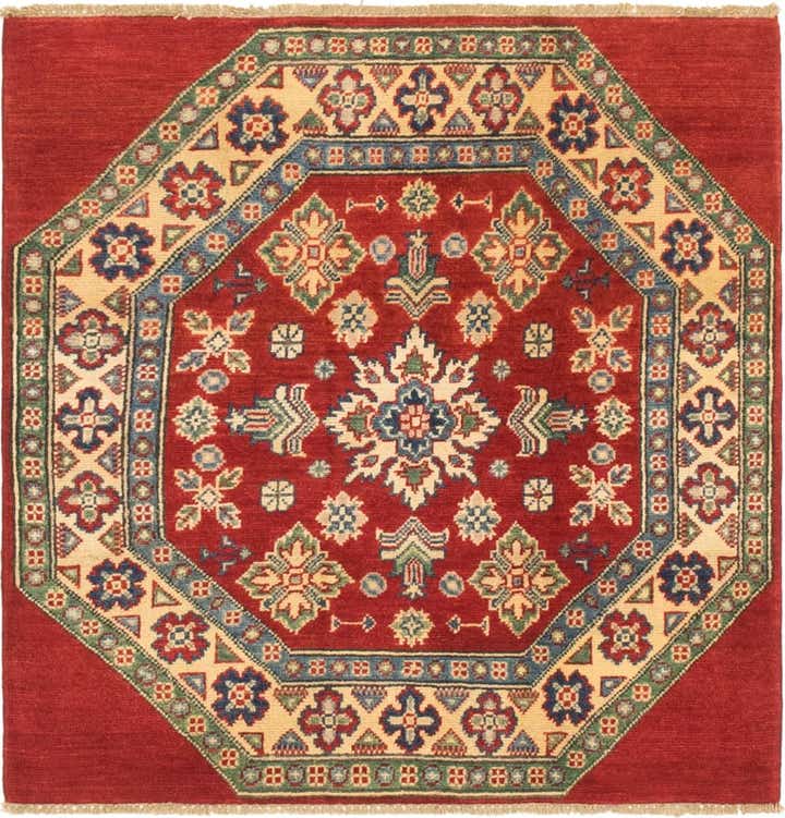 3' 2 x 3' 3 Hand Knotted Kazak Square Rug