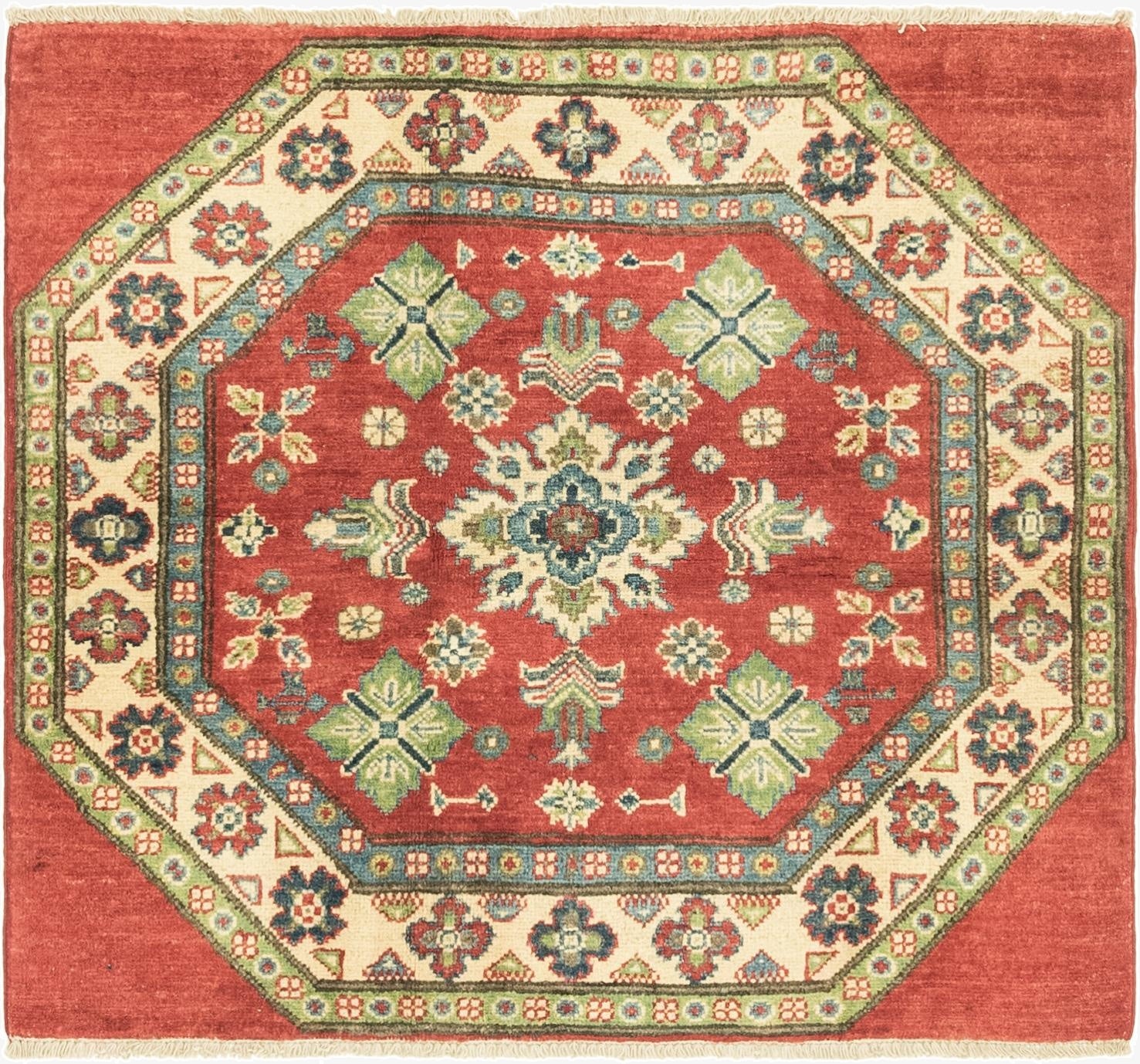 3' 1 x 3' 5  Hand Knotted Kazak Square Rug