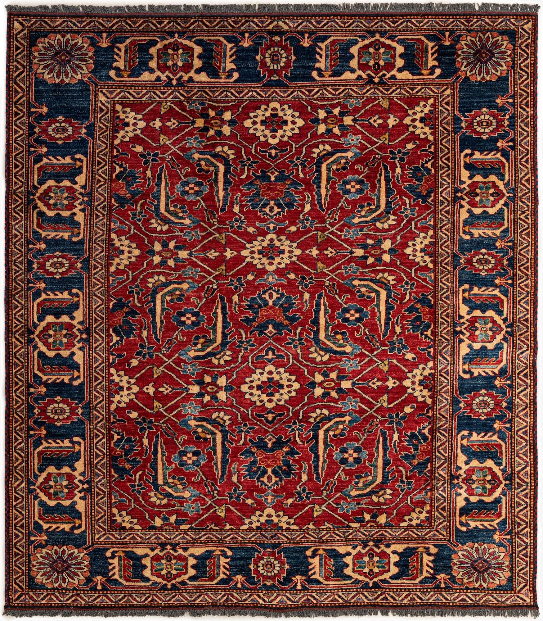 6' 2 x 6' 9  Hand Knotted Kazak Wool Square Rug