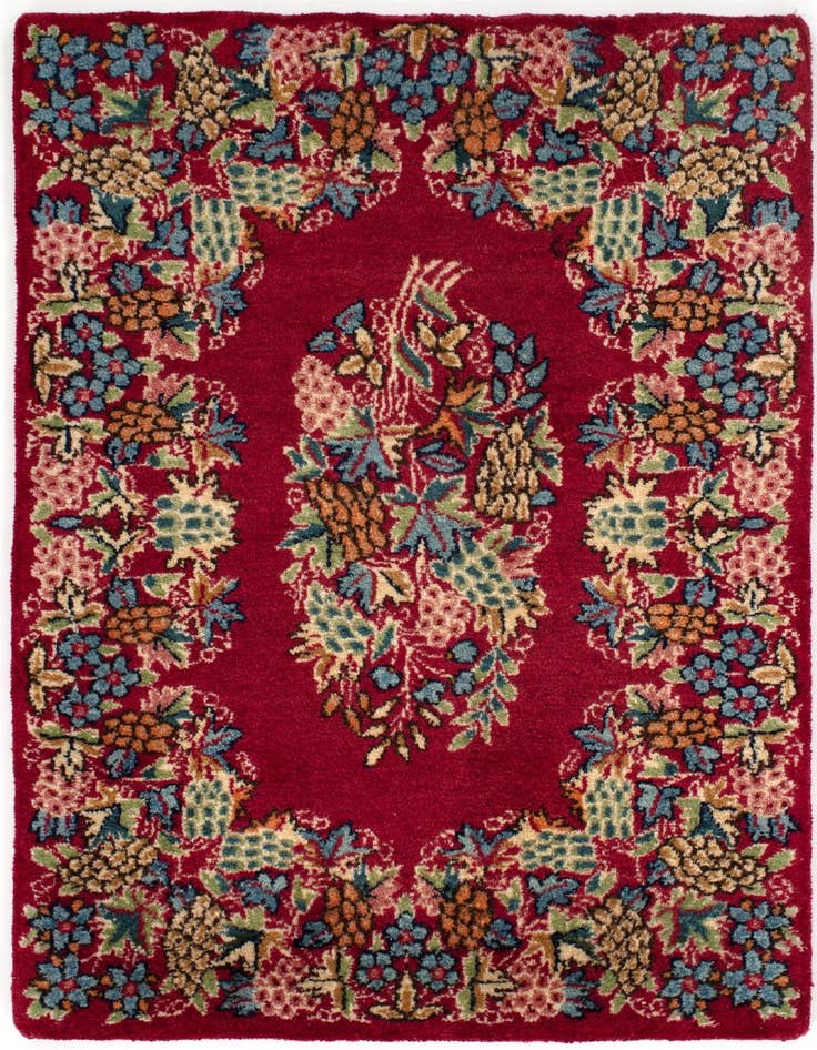 Detail image of 1' 8 x 2' 5 Hand Knotted Kerman Persian Square Rug