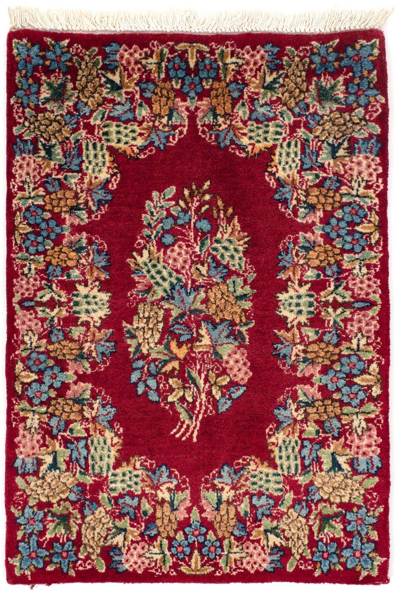 1' 8 x 2' 4 Hand Knotted Kerman Persian Square Rug