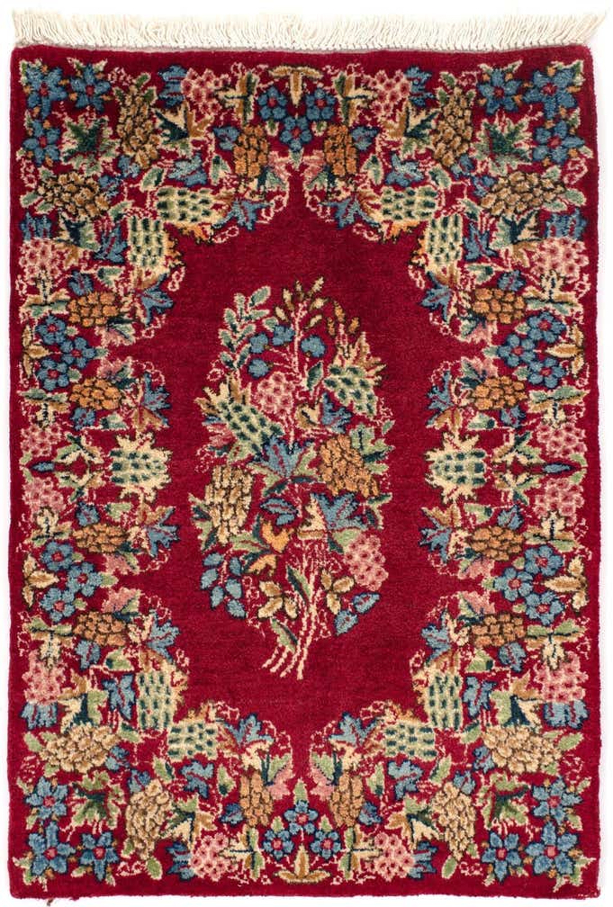 1' 8 x 2' 4 Hand Knotted Kerman Persian Square Rug