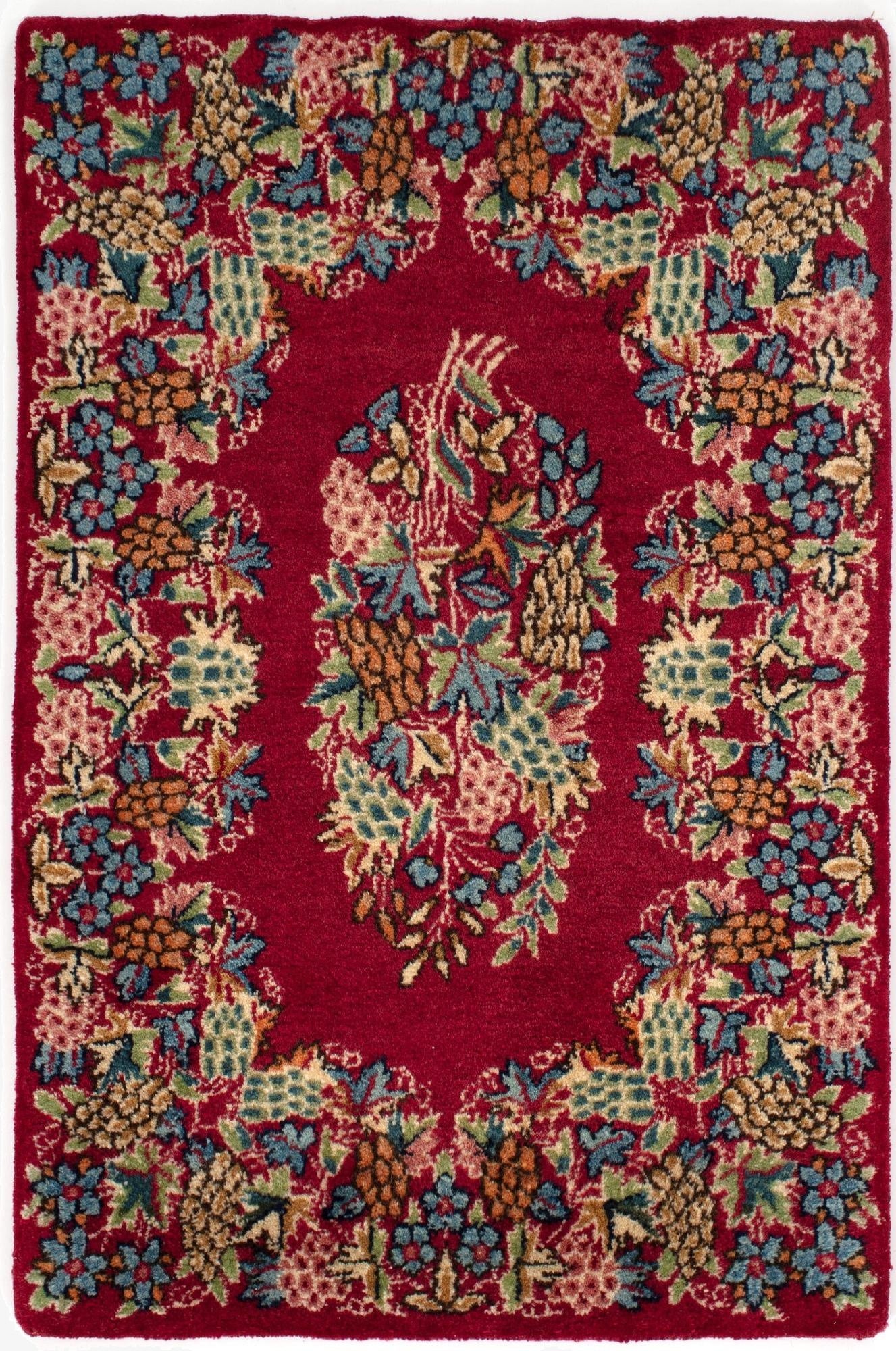 1' 8 x 2' 5  Hand Knotted Kerman Persian Square Rug
