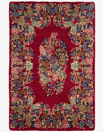 1' 8 x 2' 5 Hand Knotted Kerman Persian Square Rug