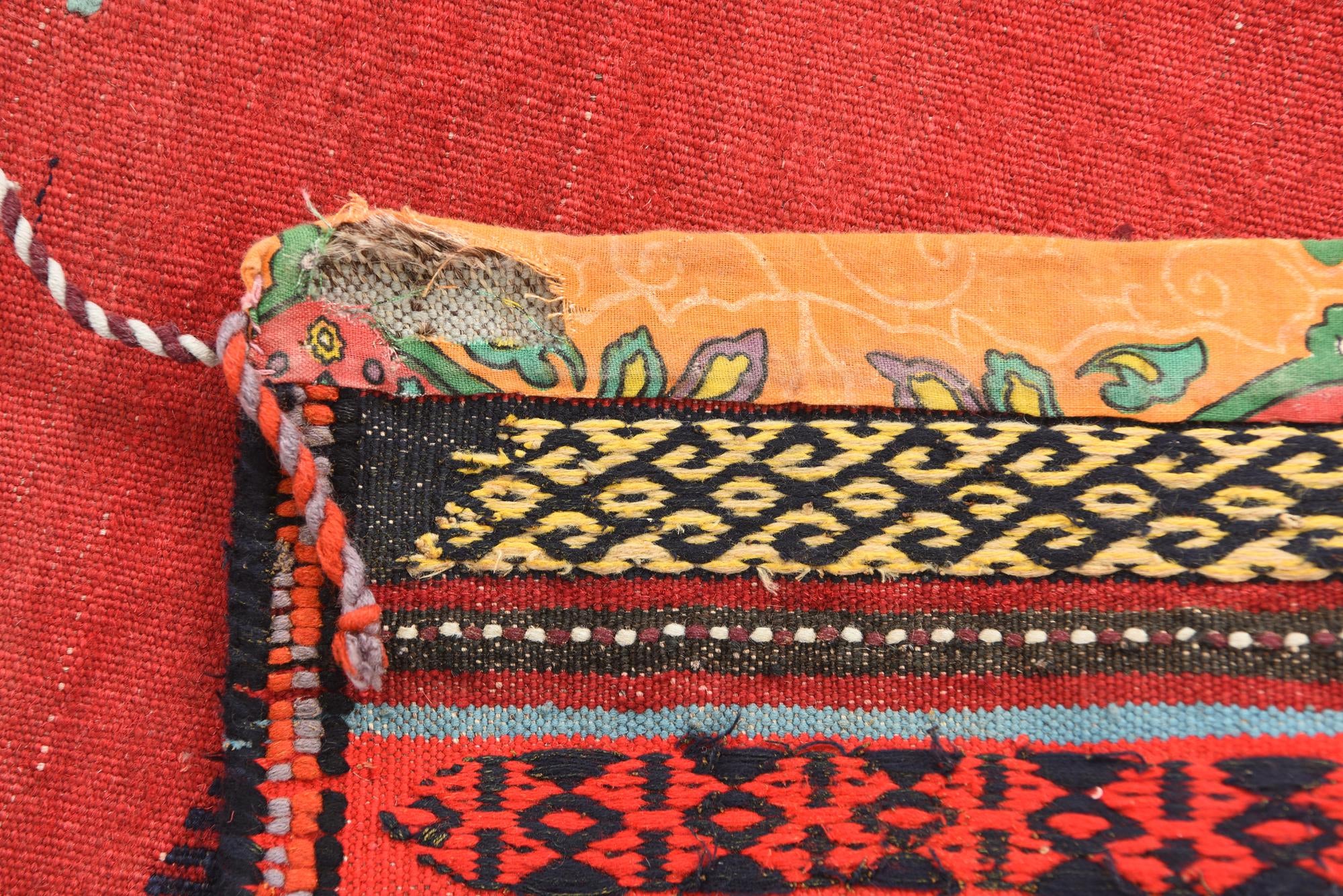 3' 8 x 4' 1 Hand Woven Kilim Afghan Wool Square Rug